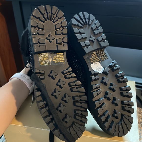 Express Black Sequin Combat Boots - Picture 7 of 9